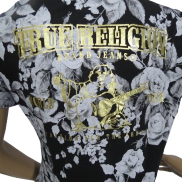True Religion Dark Floral Foil T-Shirt - Picture 5 of 6